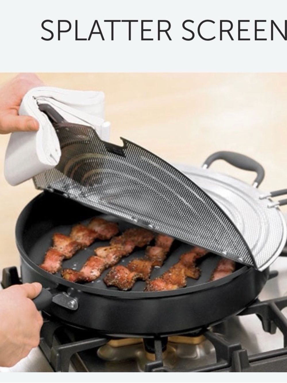 The Pampered Chef - Splatter Screen Frying Pan Cover - Black and Silver